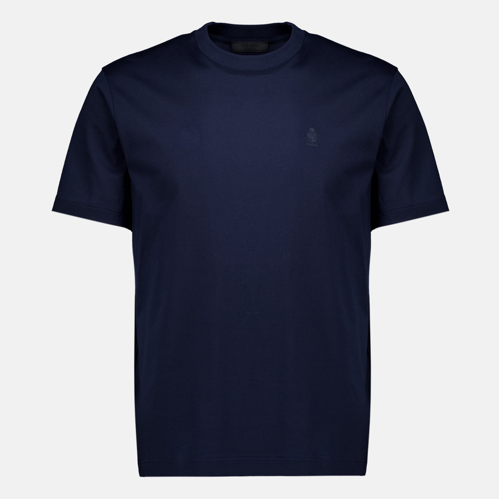T-shirts T-Shirt Ricamata Blu Marino Prada Bleu foncé Homme