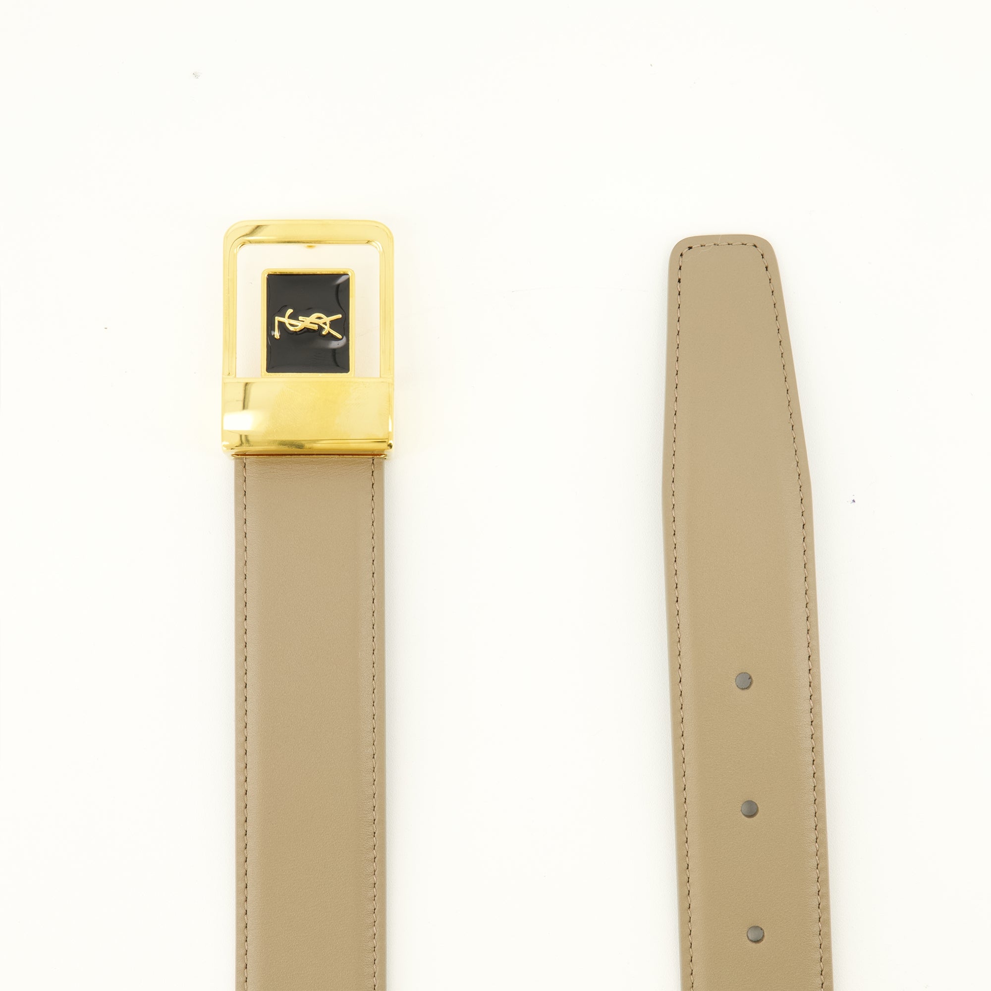 Ceintures 66 Belt in Beige Leather Saint Laurent Beige Femme
