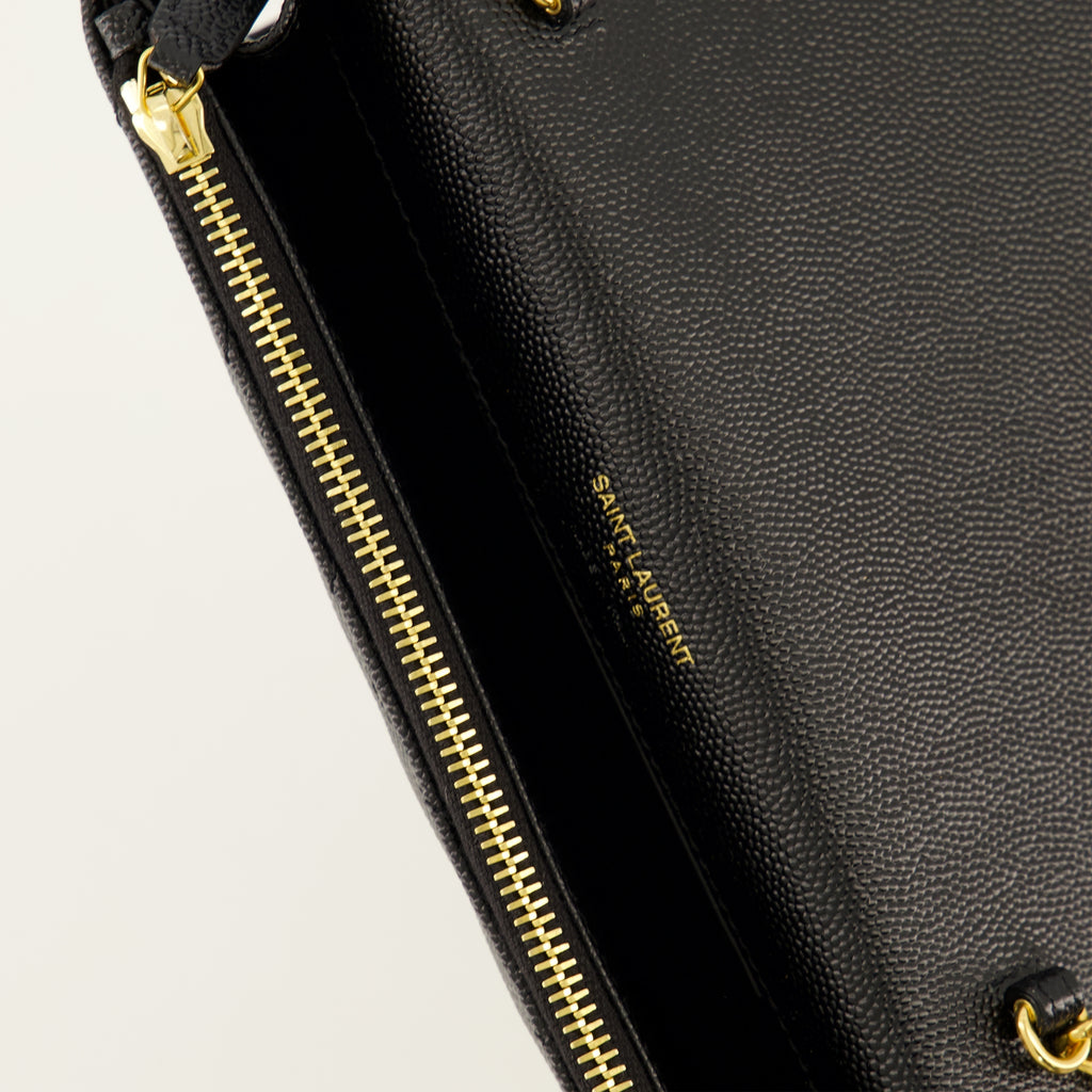 Sacs à main et épaule Monedero Cassandre con Cadena de Cuero Graneado Negro Saint Laurent Noir Femme
