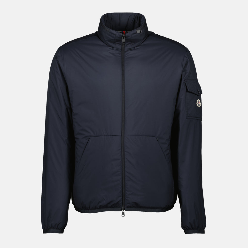 Image of the Moncler Men's Breezes Navy Blue Down Jacket - Spring-Summer 2026 - Front View