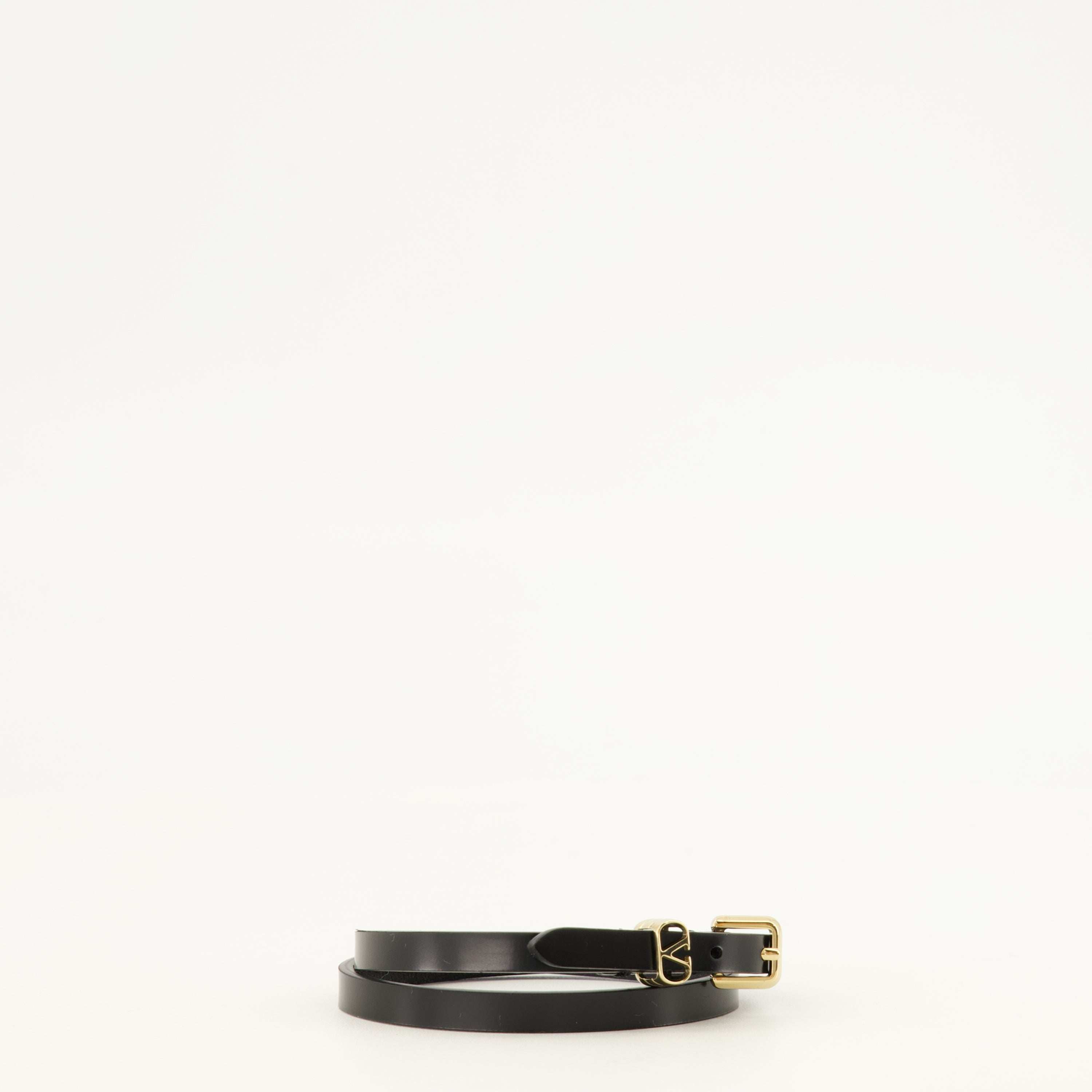 Bijoux Bracelet VLogo en cuir noir Valentino Garavani Noir Femme