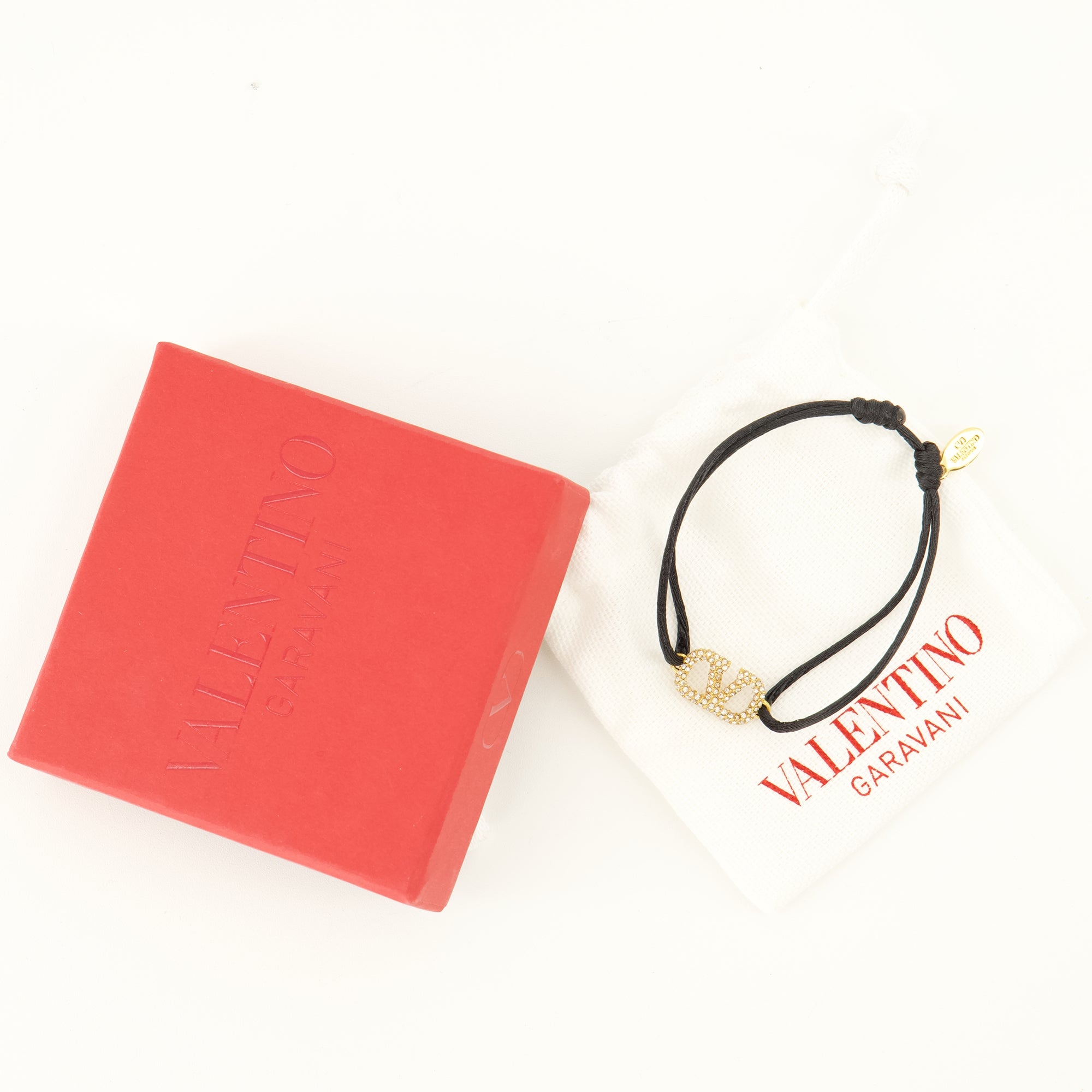 Bijoux Bracelet VLogo en coton et cristaux Swarovski® Valentino Garavani Noir Femme