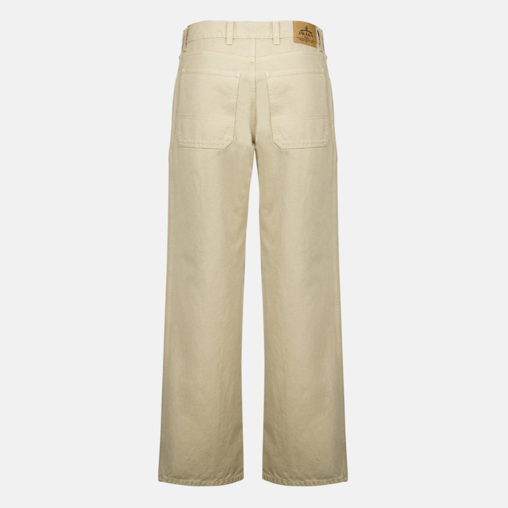 Pantalons Calças de Denim Bege Prada Beige Homme