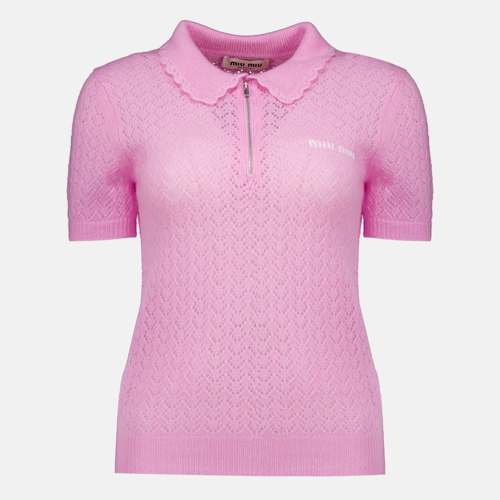 Polos Rosa Kaschmir- und Seiden-Polo Miu Miu Rose Femme