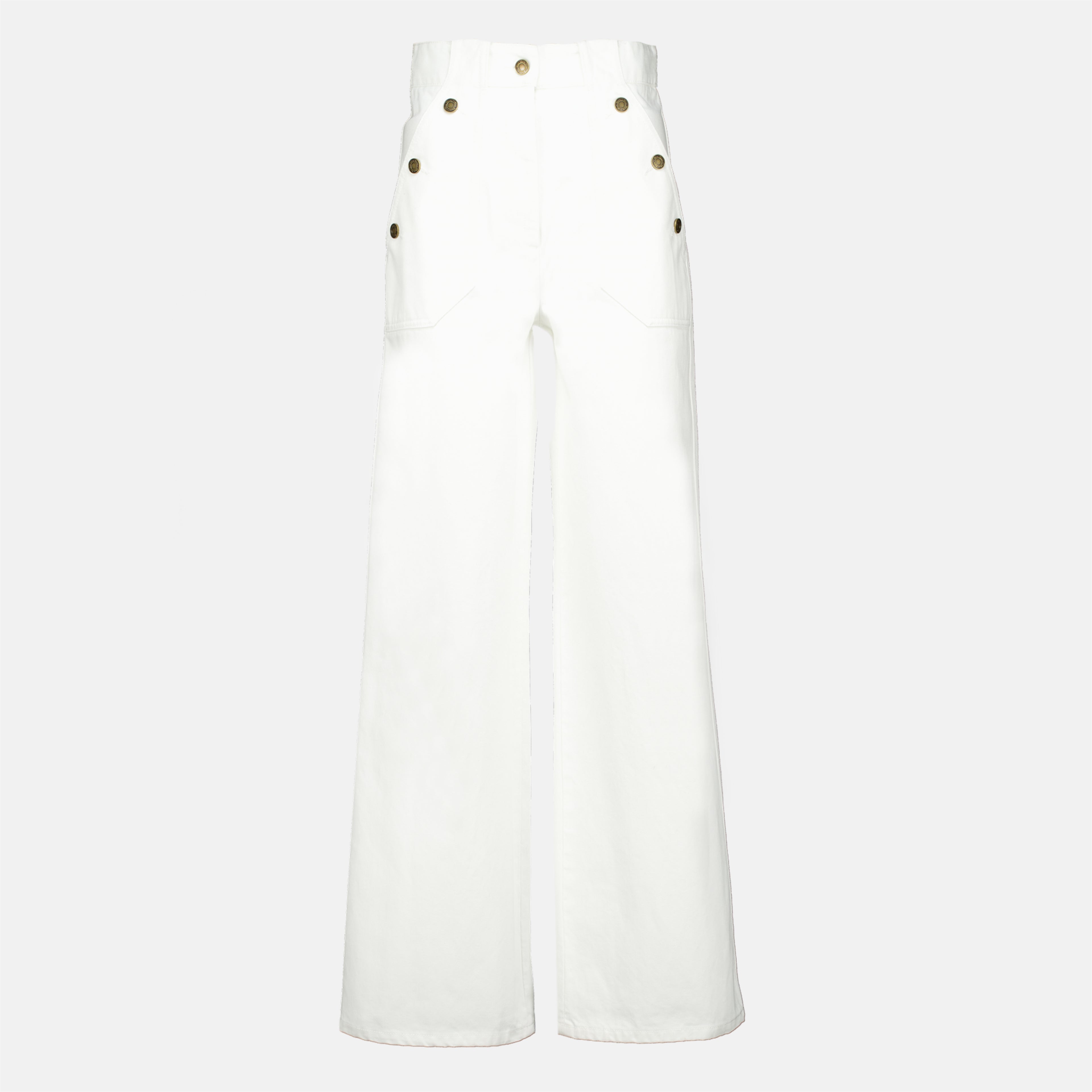Pantalons Pantaloni in Cotone Bull Bianchi Larghe Max Mara Blanc Femme