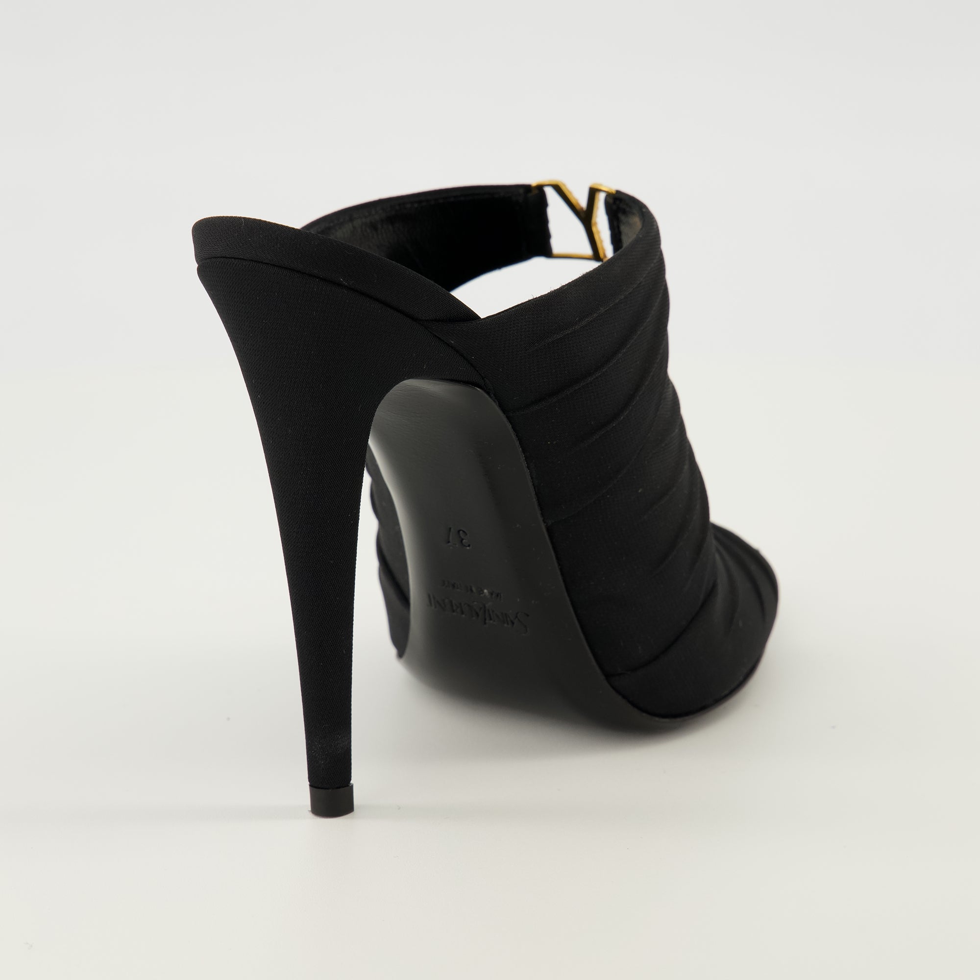 Image de l'article Mules à talons Emilie noir de la marque Saint Laurent pour Femme - Saison Printemps-Été 2026 - Vue arrière