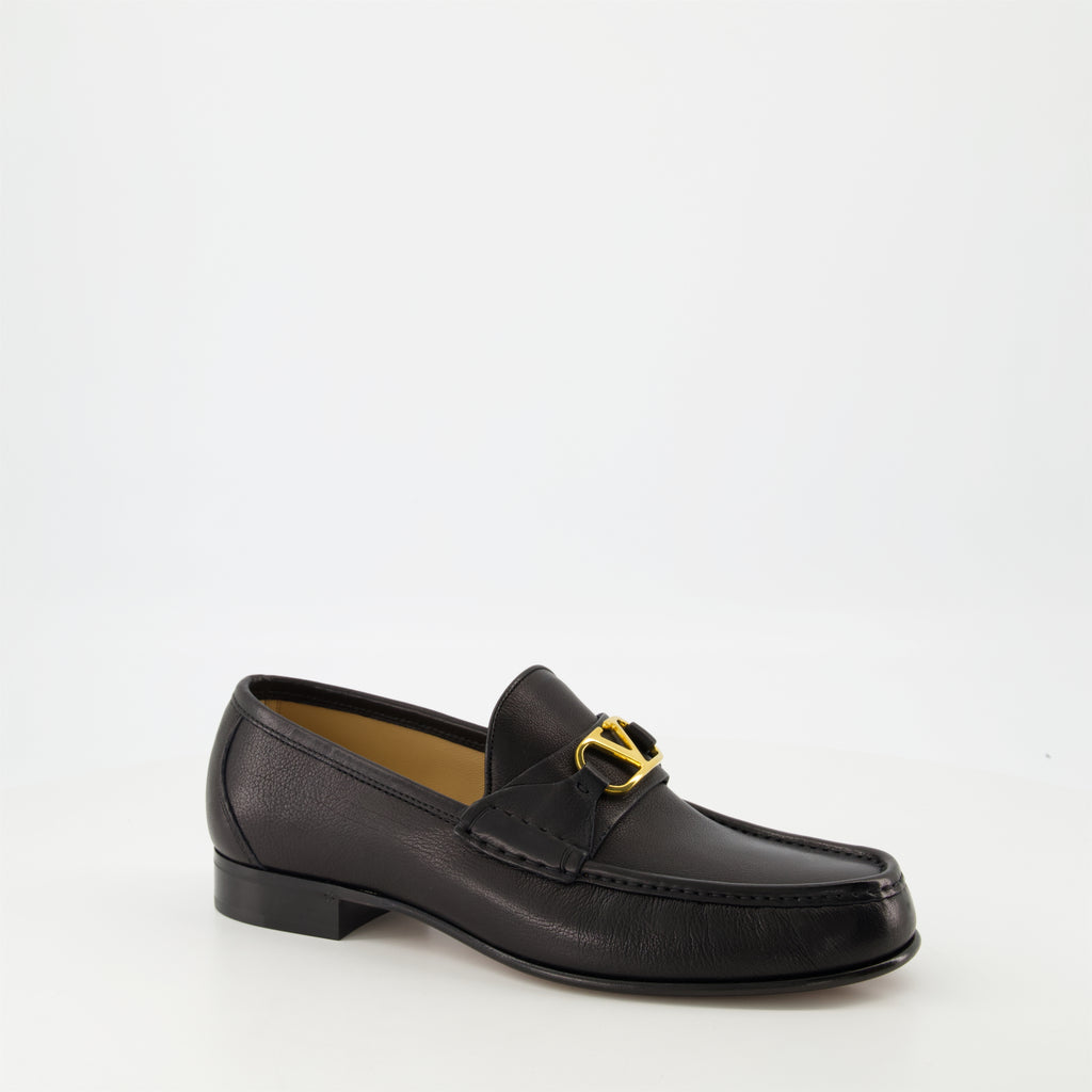 Mocassins Mocassini in Pelle Nappa Nera VLogo Valentino Garavani Noir Homme