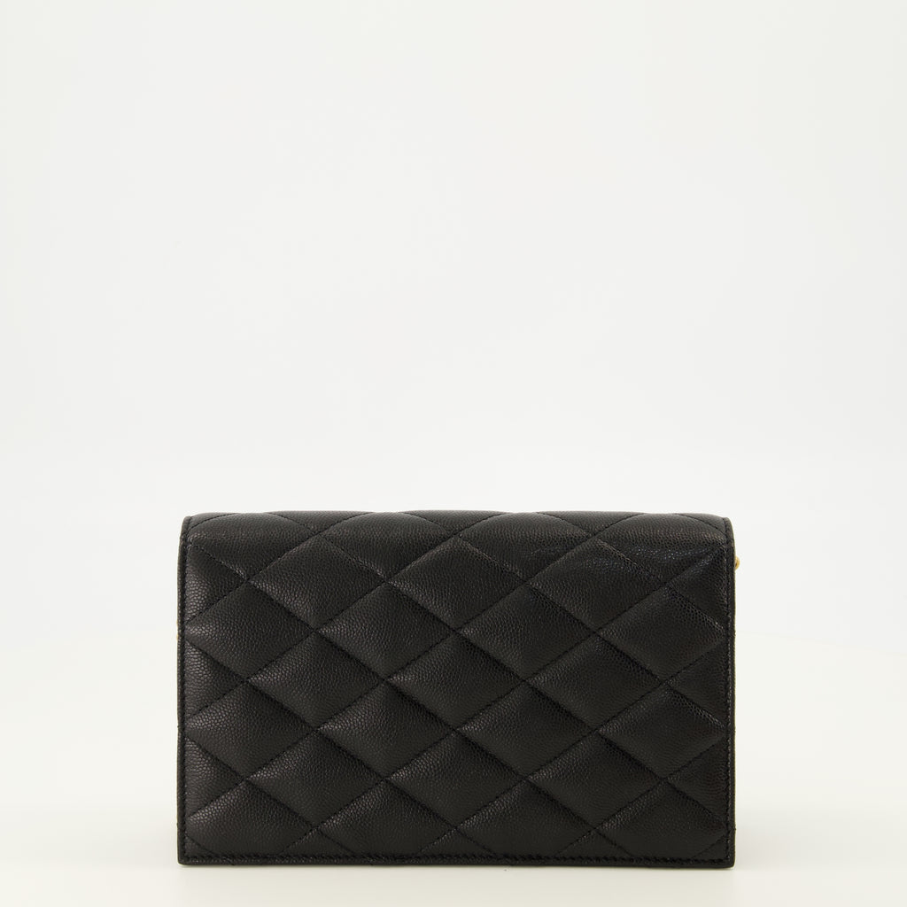 Petite maroquinerie Paris Geldbörse mit schwarzer Lederkette Saint Laurent Noir Femme