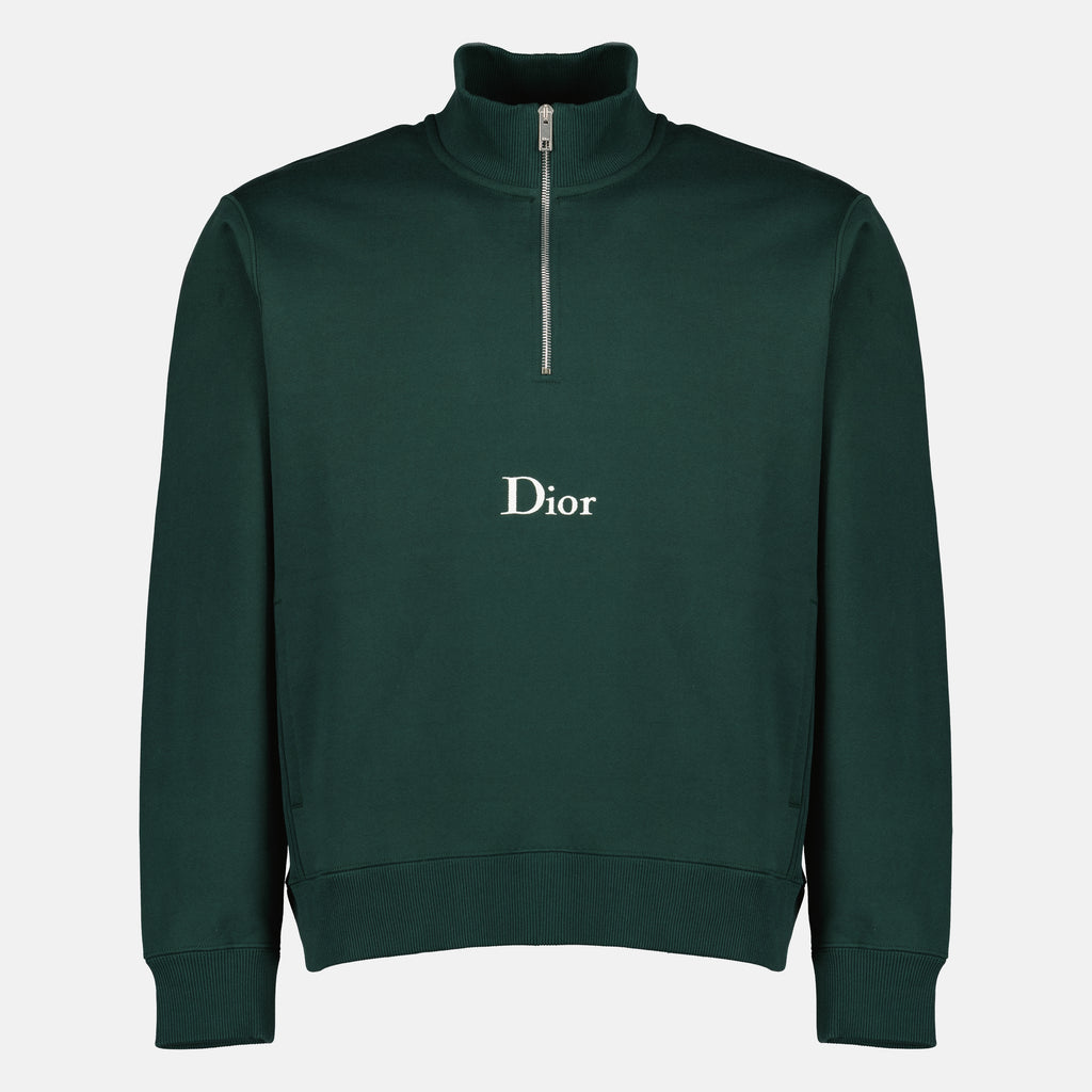 Bild des Artikels Grüner Baumwollfleecem Pullover mit Reißverschluss von Dior für Herren - Frühling-Sommer 2026 - Vorderansicht