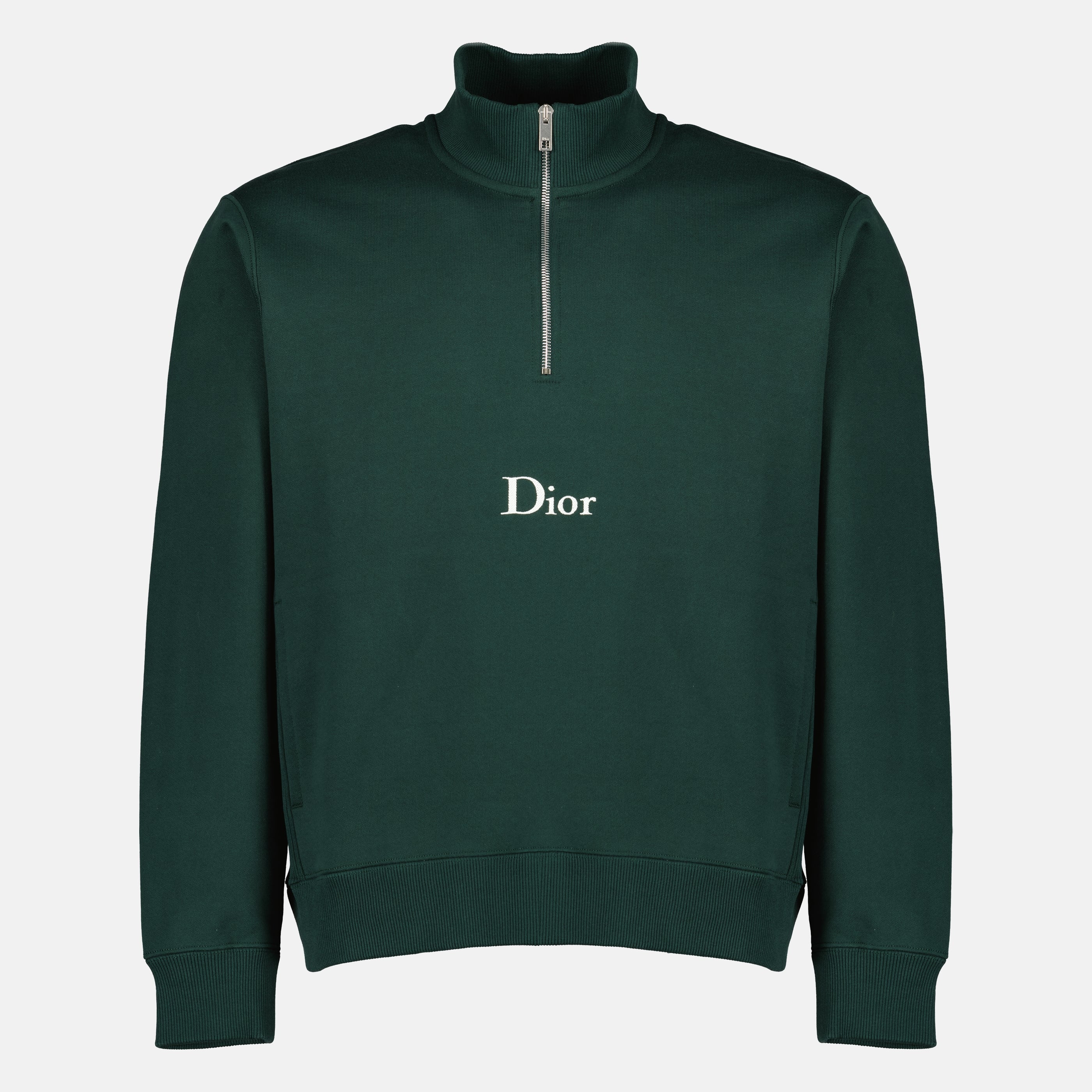 Bild des Artikels Grüner Baumwollfleecem Pullover mit Reißverschluss von Dior für Herren - Frühling-Sommer 2026 - Vorderansicht