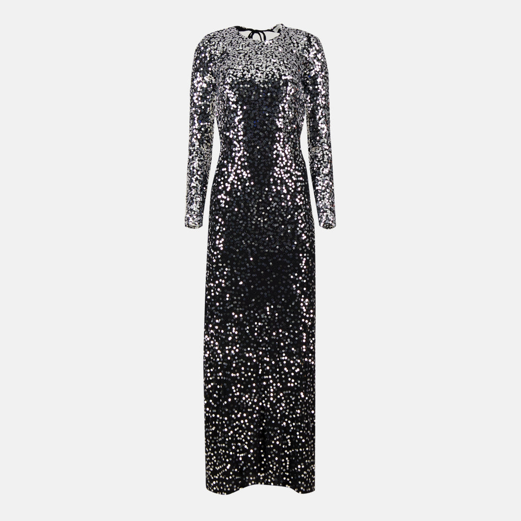 Image de l'article Robe longue à sequins noir de la marque Rabanne pour Femme - Saison Printemps-Été 2026 - Vue de Face