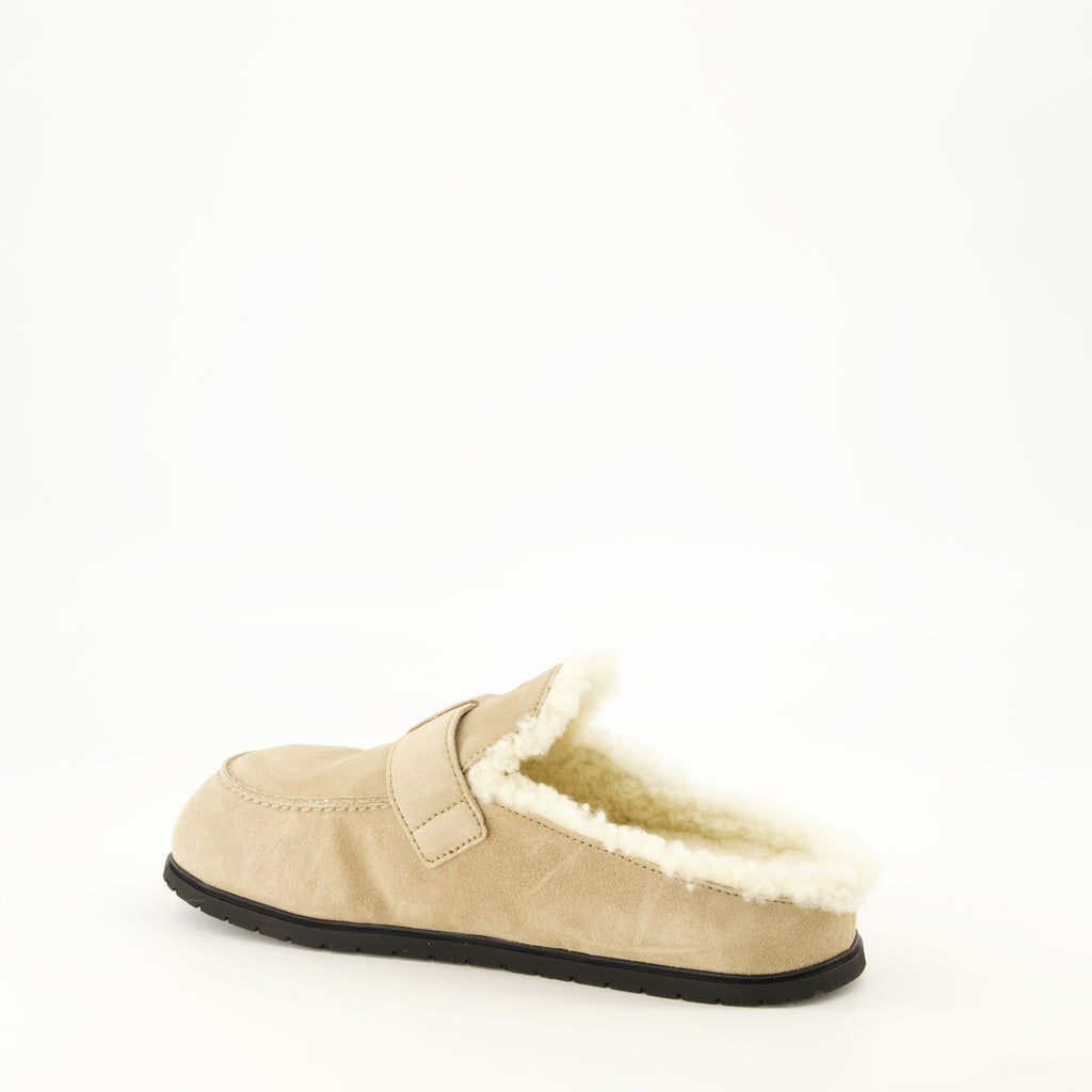 Chaussures ouvertes Mules de Camurça Beje Prada Beige Femme