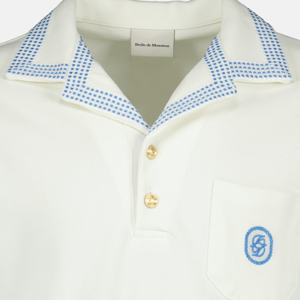 Polos Polo de algodón pique a cuadros Drole De Monsieur Blanco Homme