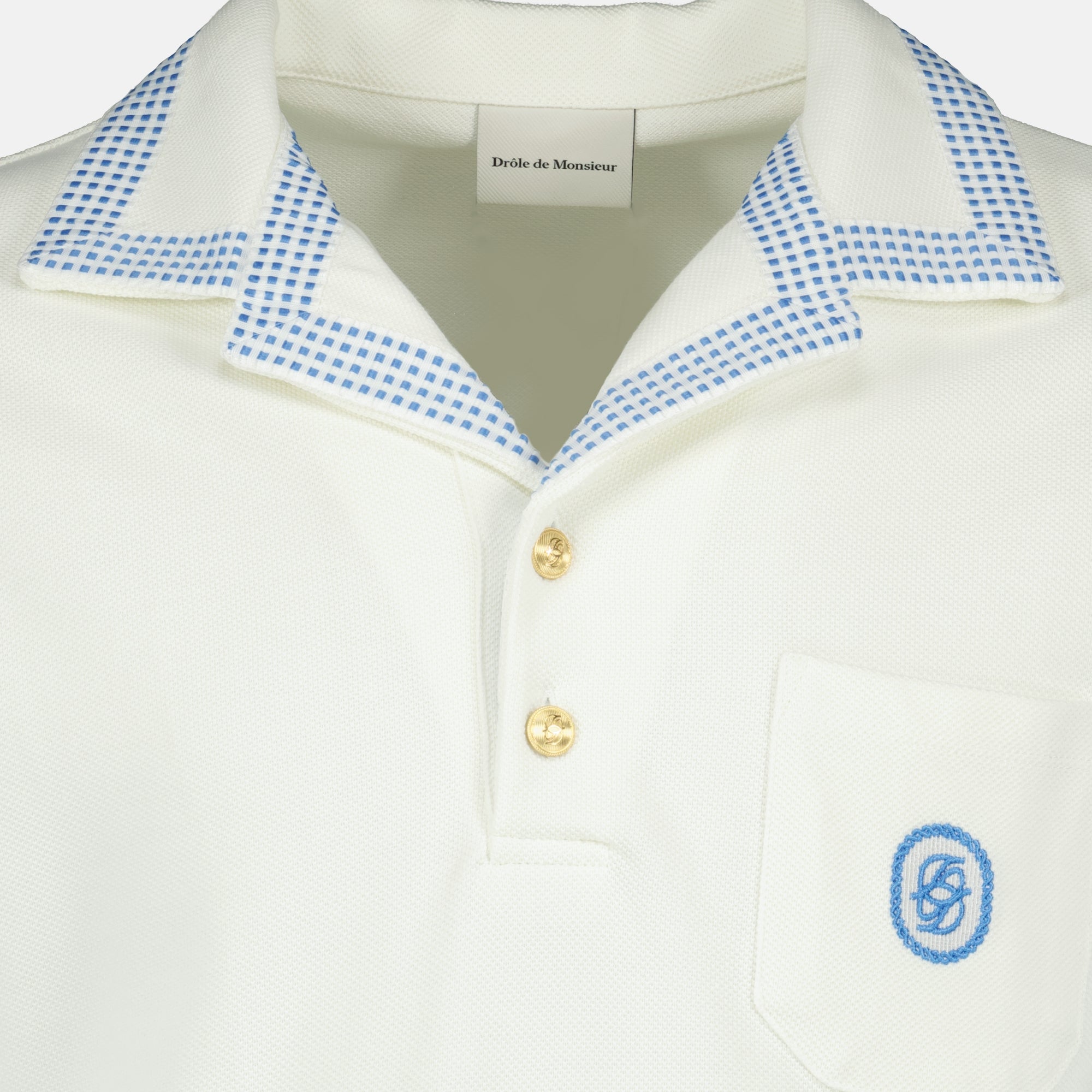 Polos Polo de algodón pique a cuadros Drole De Monsieur Blanco Homme
