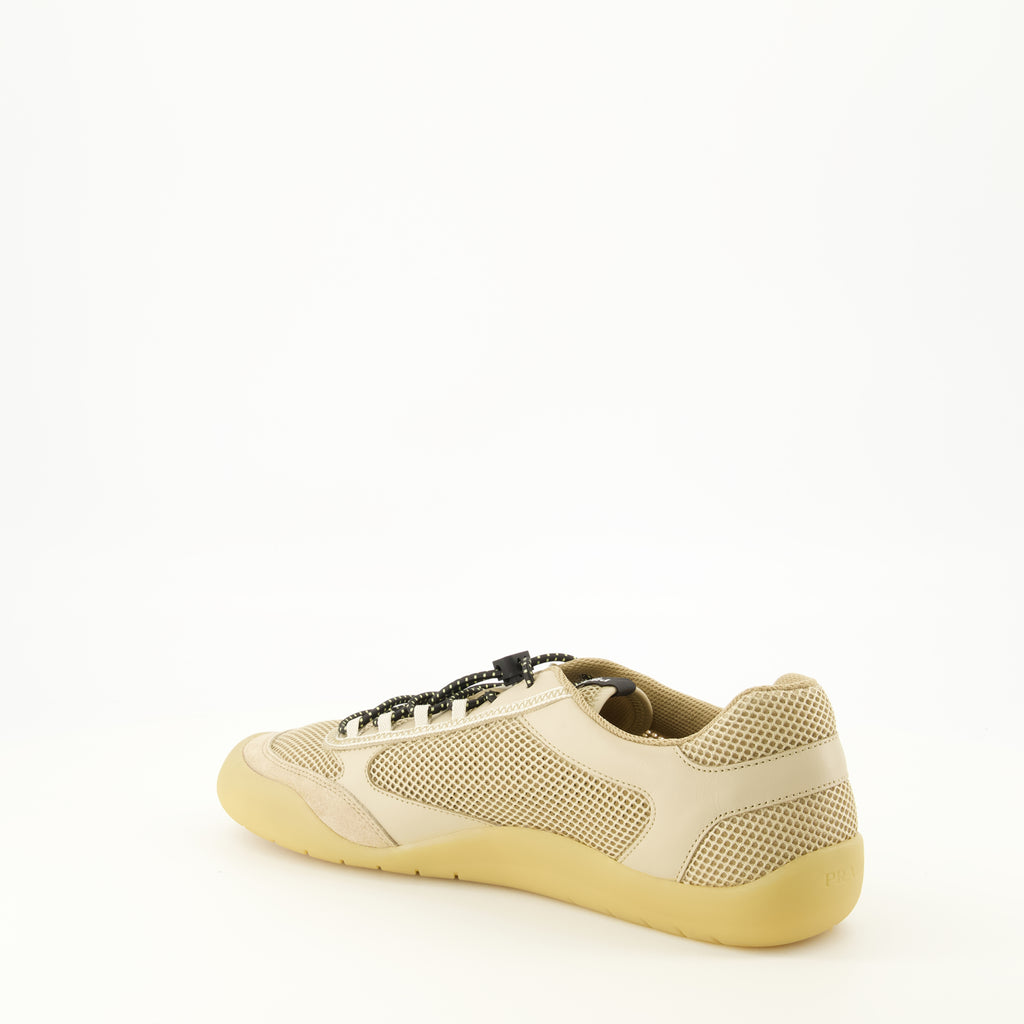 Baskets Sneakers Speedrock in Pelle e Mesh Beige Prada Beige Homme