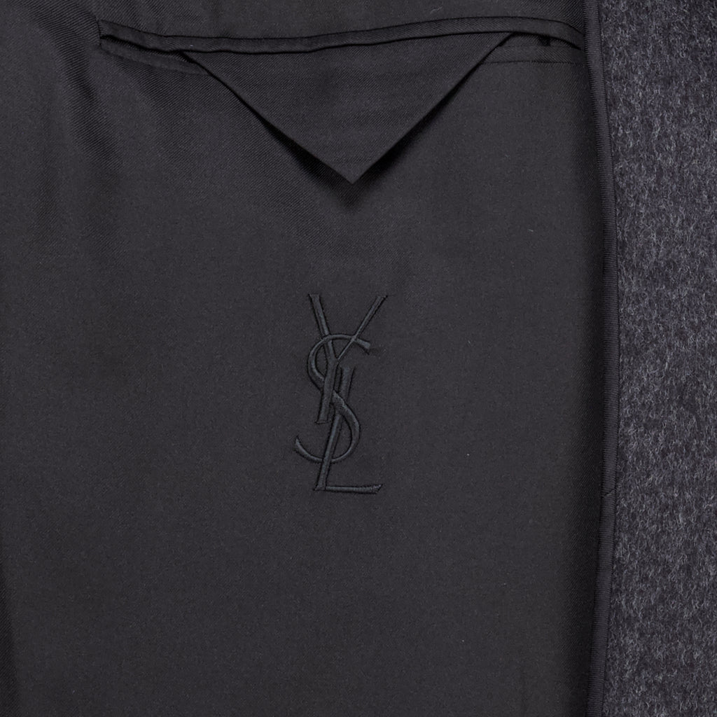 Manteaux Gray Wool Coat Saint Laurent Gris Homme