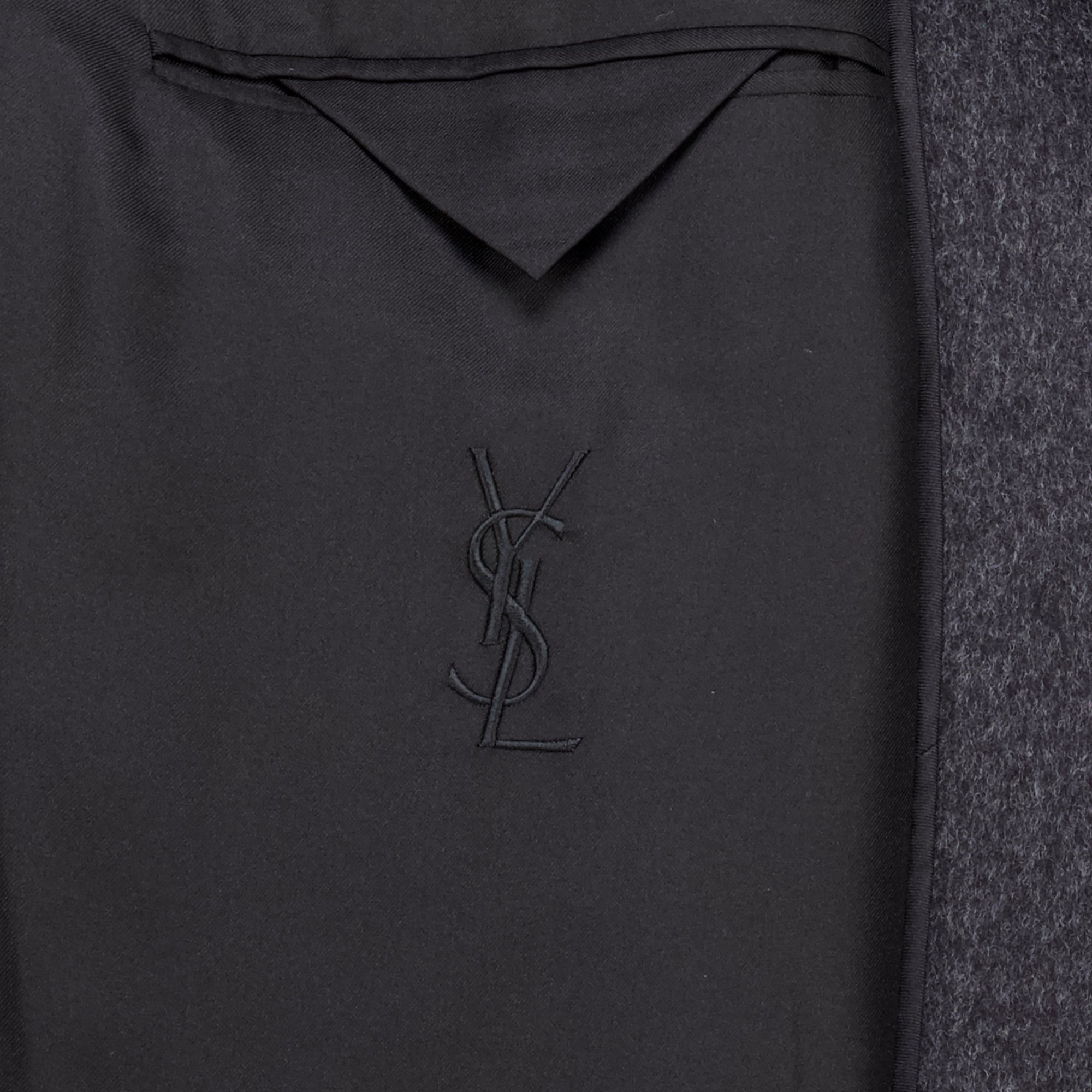 Manteaux Gray Wool Coat Saint Laurent Gris Homme