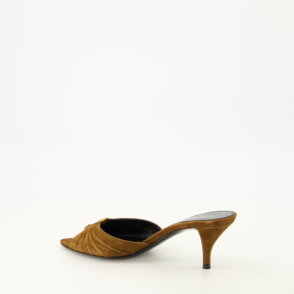 Chaussures ouvertes Mules Babylone marron en suède Saint Laurent Marron Femme