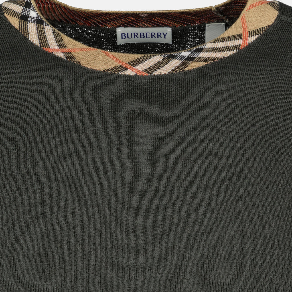 Maille Pulle en laine Burberry Kaki Homme