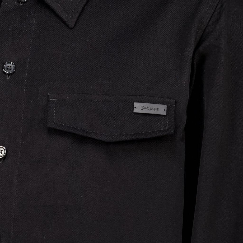 Chemises Camicia Overshirt Nera in Cotone Saint Laurent Noir Homme