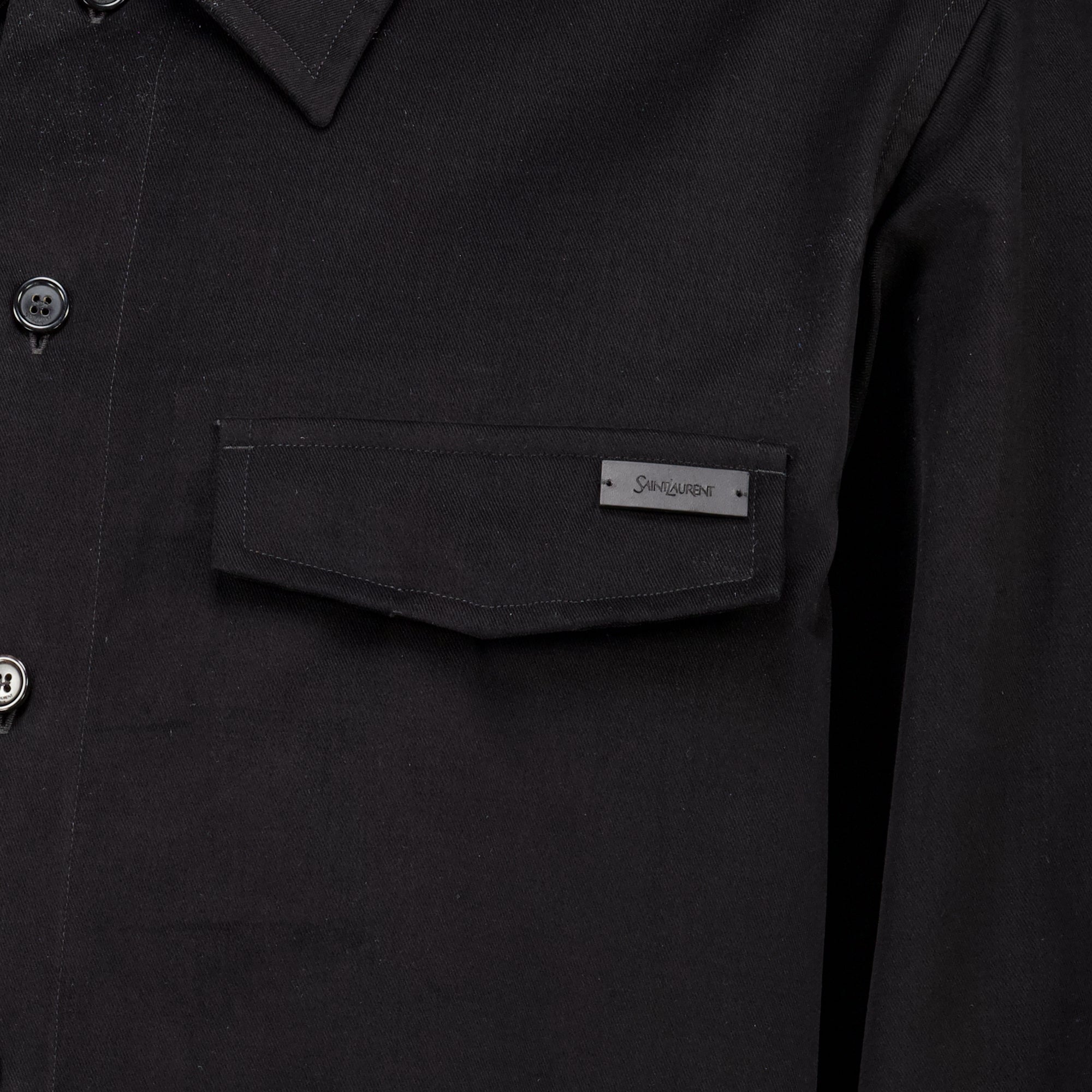 Chemises Camicia Overshirt Nera in Cotone Saint Laurent Noir Homme