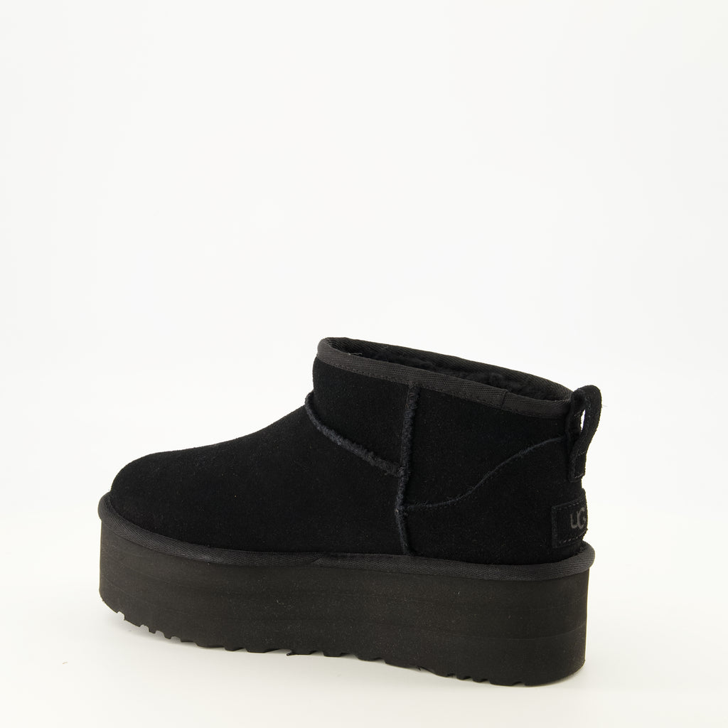 Bottines Stivali Ankle Ultra Mini Platform Neri Ugg Noir Femme