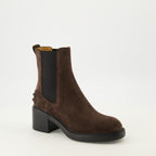 Image of the Tod's Women's Suede Ankle Boots - Autumn-Winter 2025 - Right Front Three-Quarter View