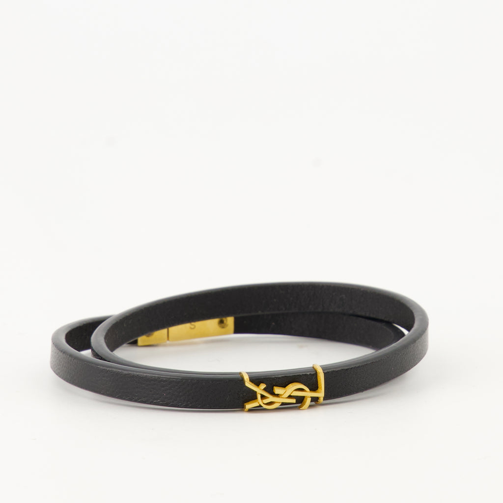 Bijoux Bracelet Cassandre double tour Saint Laurent Noir Femme