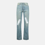 Pantalons Jean à bande adhésive Mm6 Bleu Femme