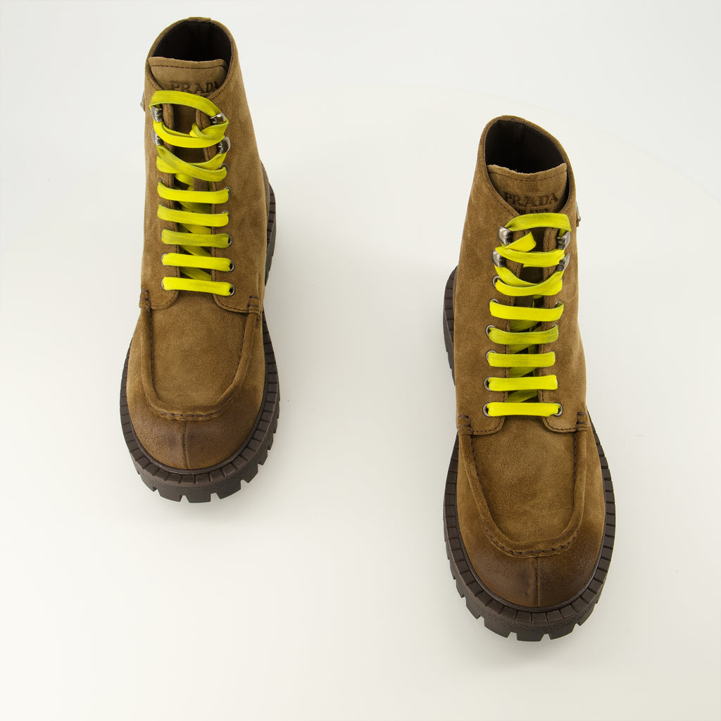 Bottes et bottines Botas de Cano Baixo em Camurça Castanha Prada Marron Homme