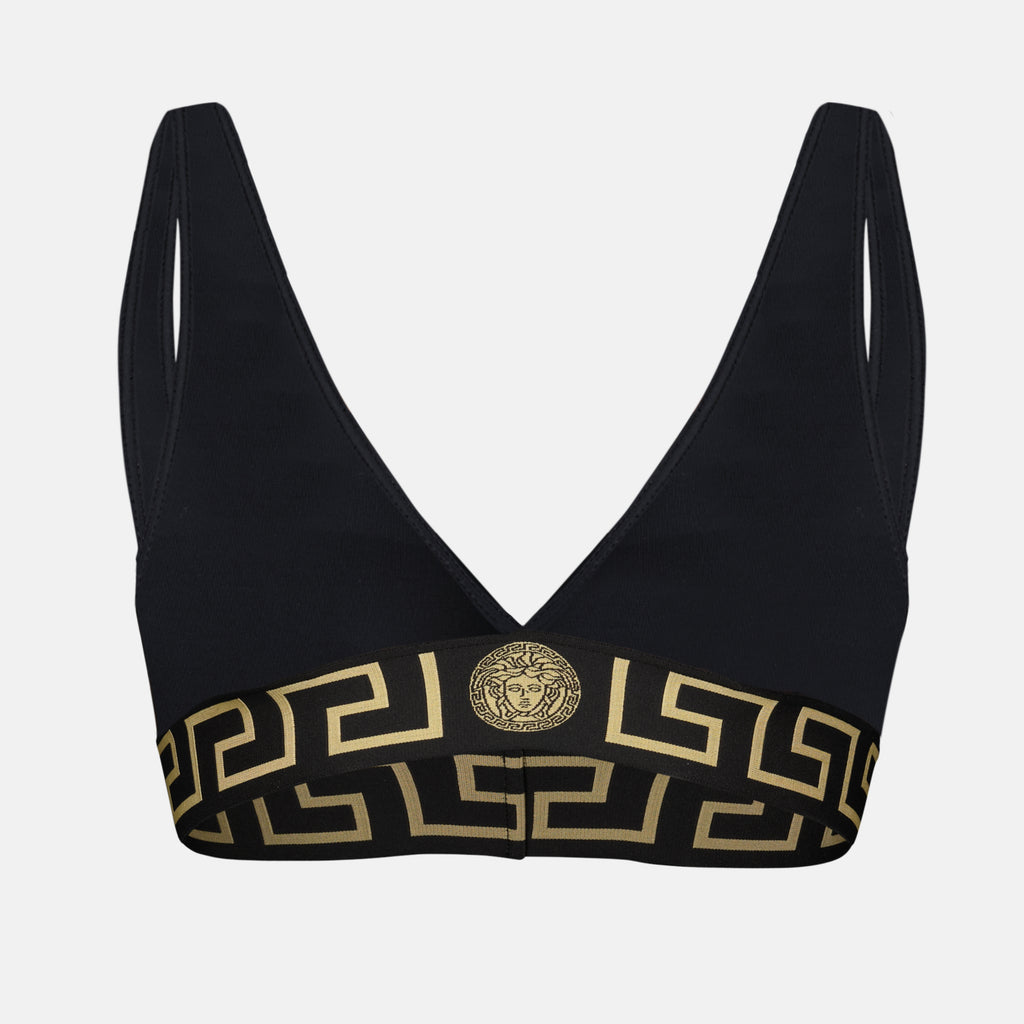 Beachwear Haut de maillot Bordure Greca Versace Noir Femme