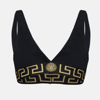Beachwear Haut de maillot Bordure Greca Versace Noir Femme