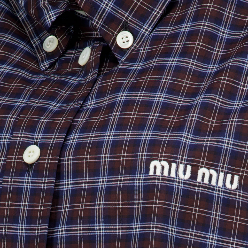 Chemises Camisa de Algodón a Cuadros Miu Miu Violet Femme