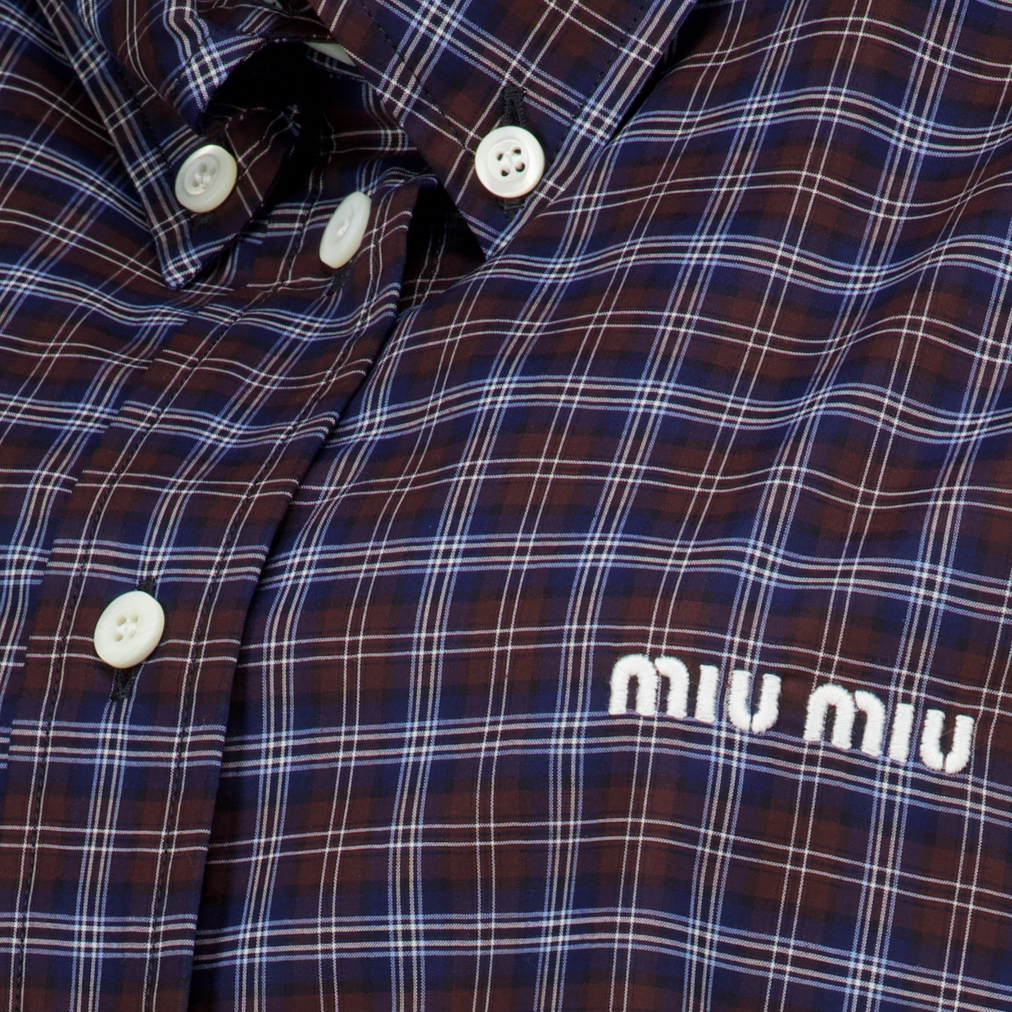 Chemises Chemise à carreaux en coton Miu Miu Violet Femme
