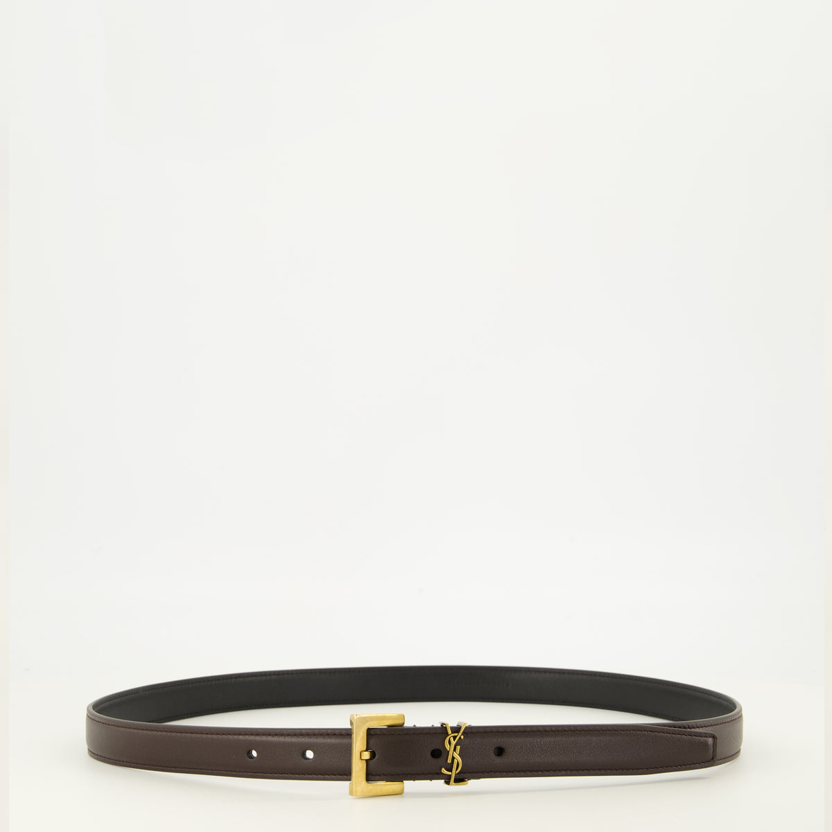 Ceintures Ceinture Cassandre fine en cuir marron Saint Laurent Marron Femme