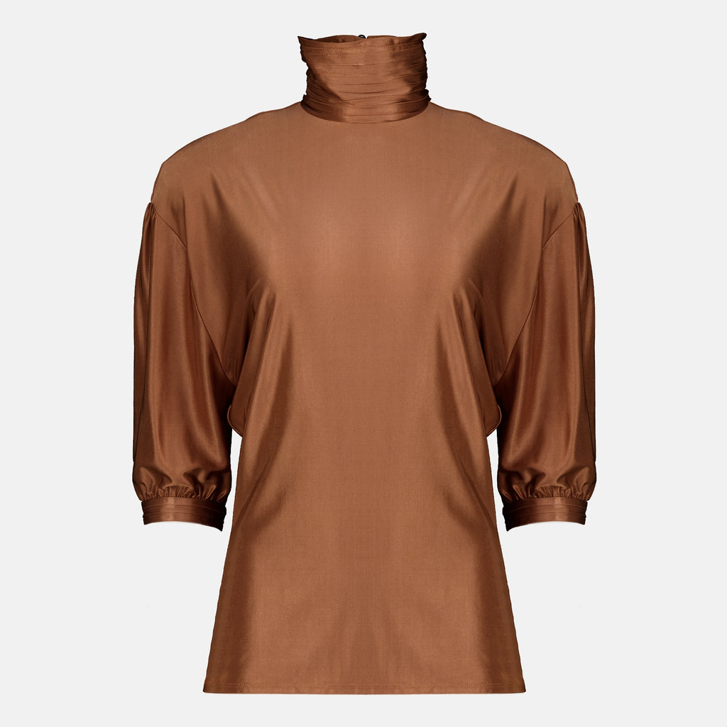 Tops Top Marrom com Pregas Rabanne Marron Femme