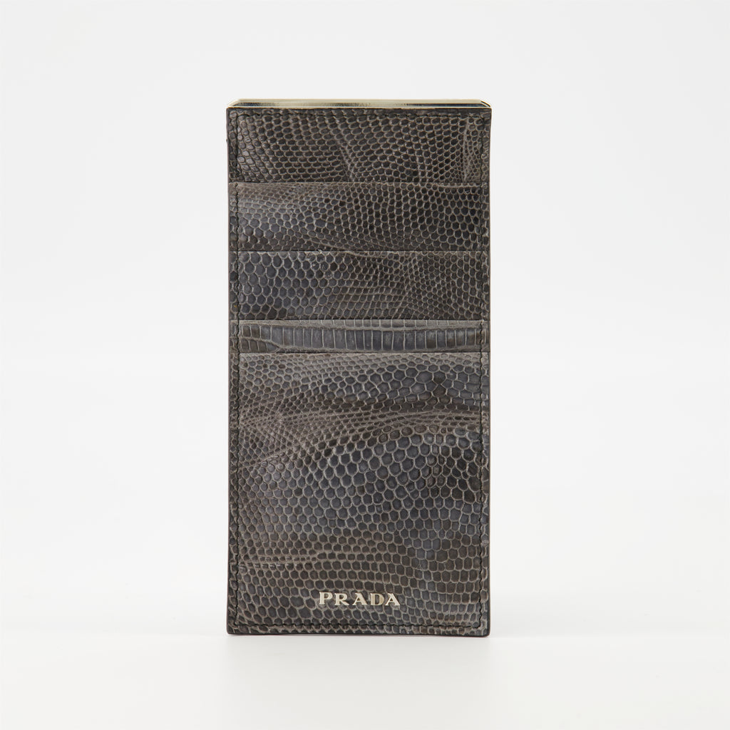 Small leather goods Crocodile-effect leather cardholder Prada Gray Homme