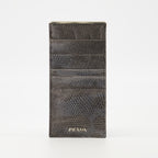 Small leather goods Crocodile-effect leather cardholder Prada Gray Homme
