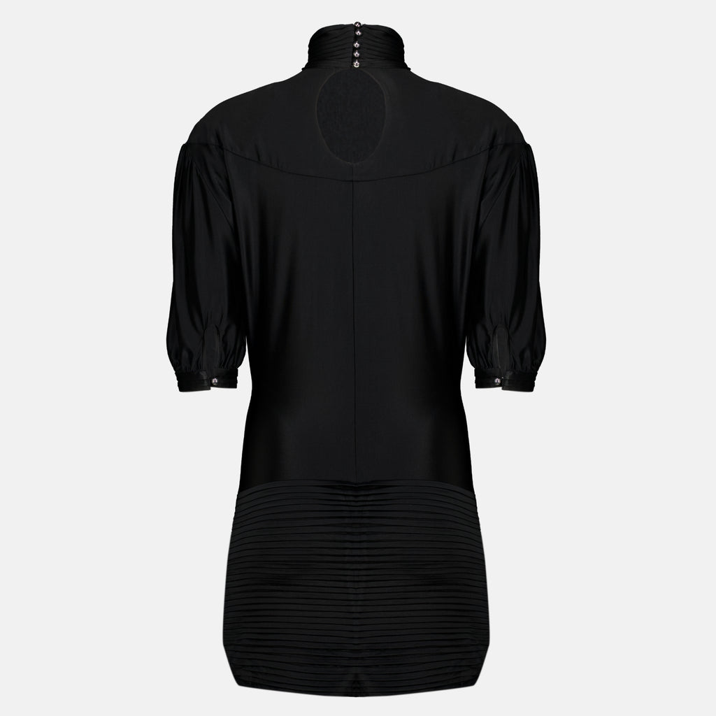 Robes Abito Nero Arricciato Rabanne Noir Femme