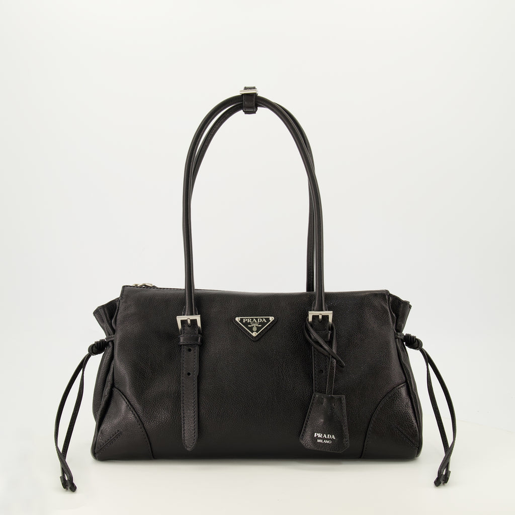 Sacs à main et épaule Borsa in pelle nera distressed Bonnie Prada Noir Femme