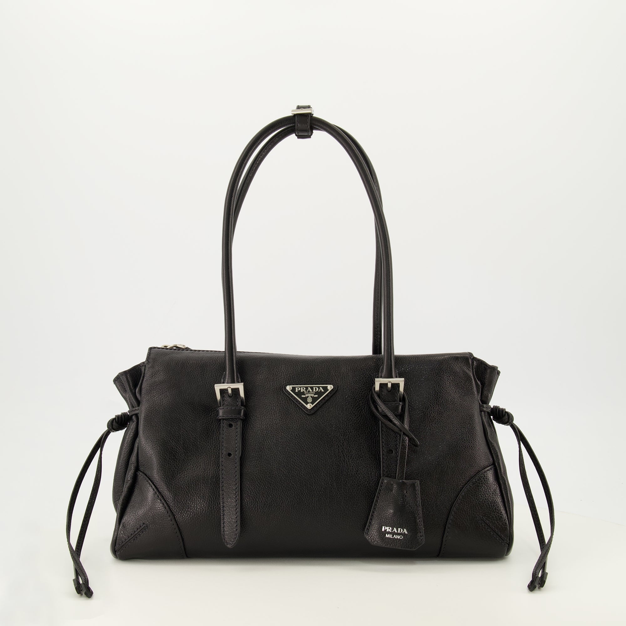 Sacs à main et épaule Bonnie Schwarze Verwaschene Lederhandtasche Prada Noir Femme
