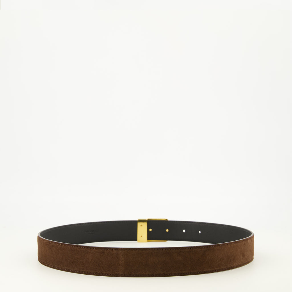 Ceintures Ceinture 66 en suède marron Saint Laurent Marron Femme