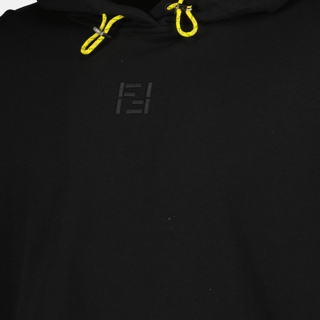 Bild des schwarzen Baumwollhoodies der Marke Fendi für Herren - Frühjahr-Sommer 2026 - Detaillierte Ansicht_1