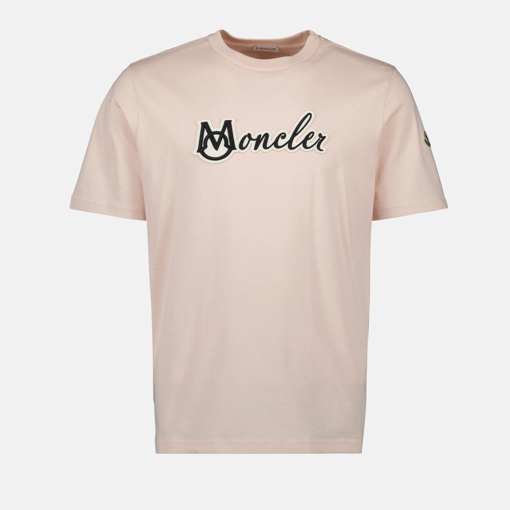 T-shirts T-shirt à logo brodé Moncler Rose Homme