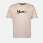 T-shirts T-shirt à logo brodé Moncler Rose Homme