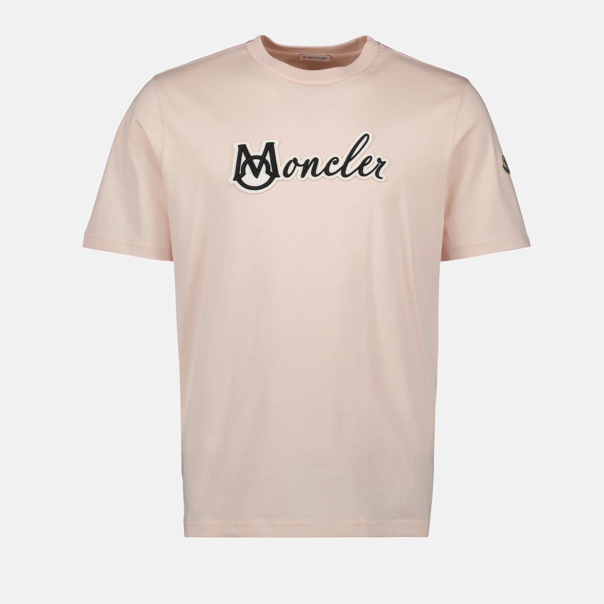 Camisetas T-shirt com Logótipo Bordado Moncler Rosa Homme