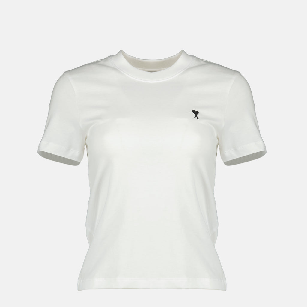 Imagem da T-shirt AMI de coração branco da marca Ami PARIS para Mulheres - Temporada Primavera-Verão 2026 - Vista Frontal
