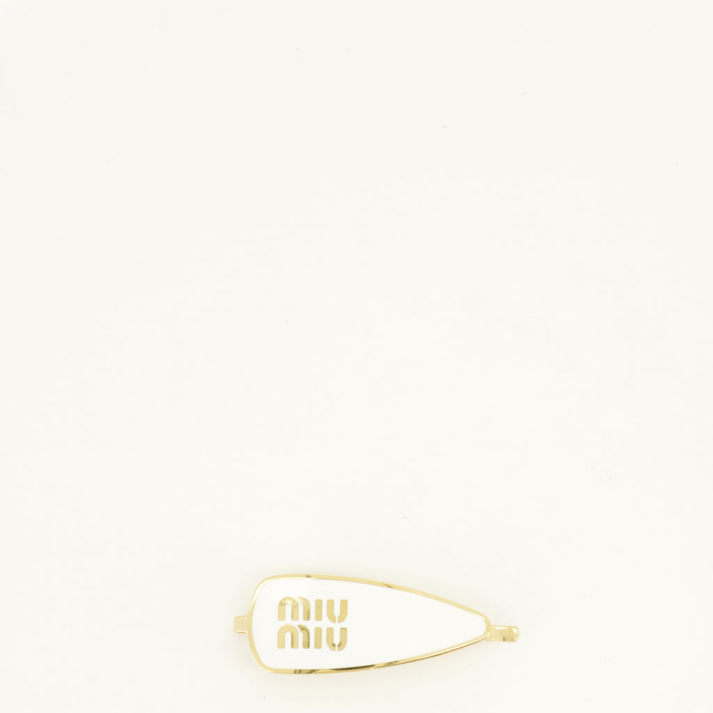 Chapeaux, casquettes et bonnets White Enamelled Metal Hair Clip Miu Miu Blanc Femme