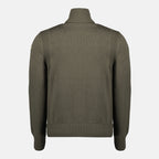 Imagem do Cardigan Zipped de Lã Kaki da marca Moncler para Homem - Temporada Outono-Inverno 2025 - Vista Traseira