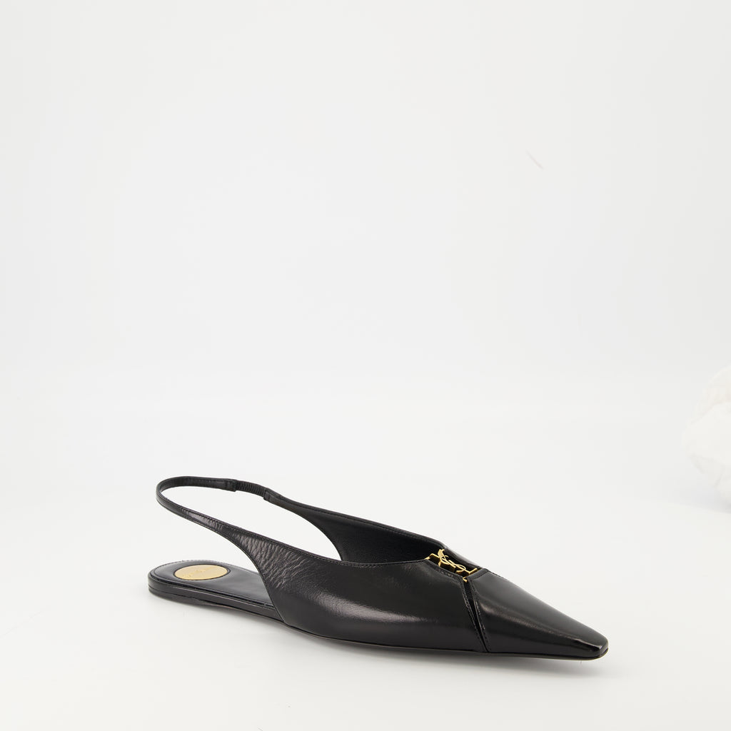 Image de l'article Ballerines babylone Slingbacks de la marque Saint Laurent pour Femme - Saison Automne-Hiver 2025 - Vue trois quarts avant droite